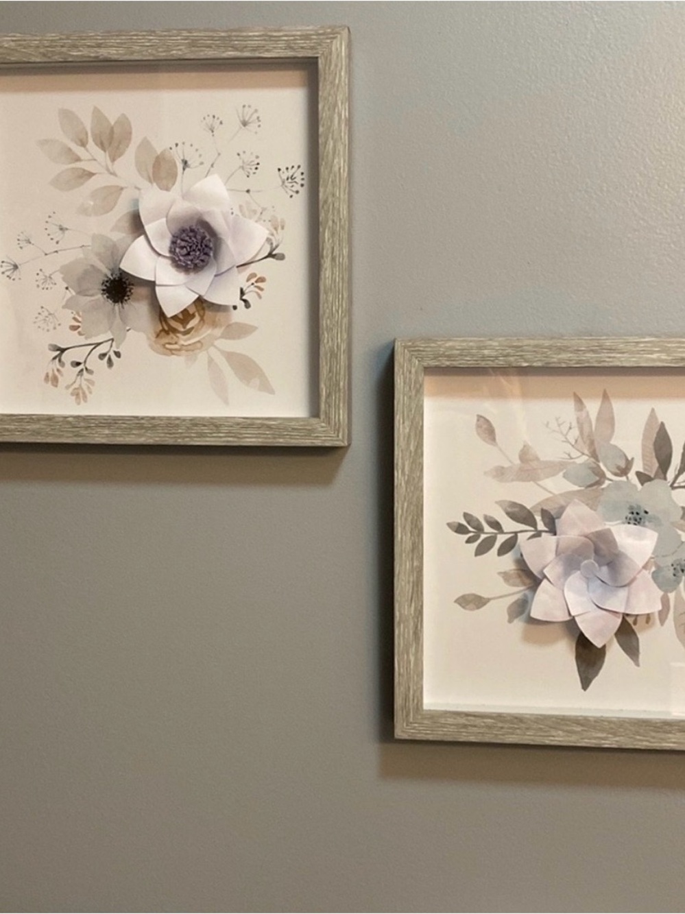 Floral 3D Framed Wall Art Set - Beige and Cream